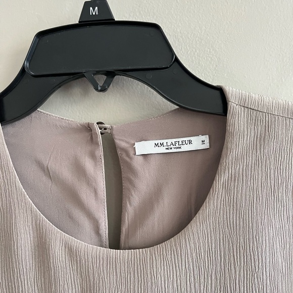 MM Lafleur 100% Silk Long Sleeve Tan Gold Blouse - Size M - Picture 3 of 5